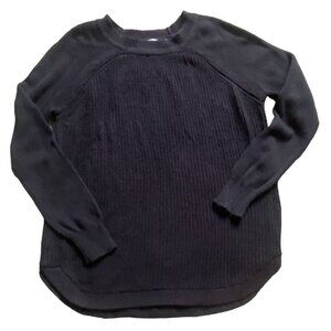 RD Style Round Neck Ribbed Knit Sweater-Black-Size Large-GUC